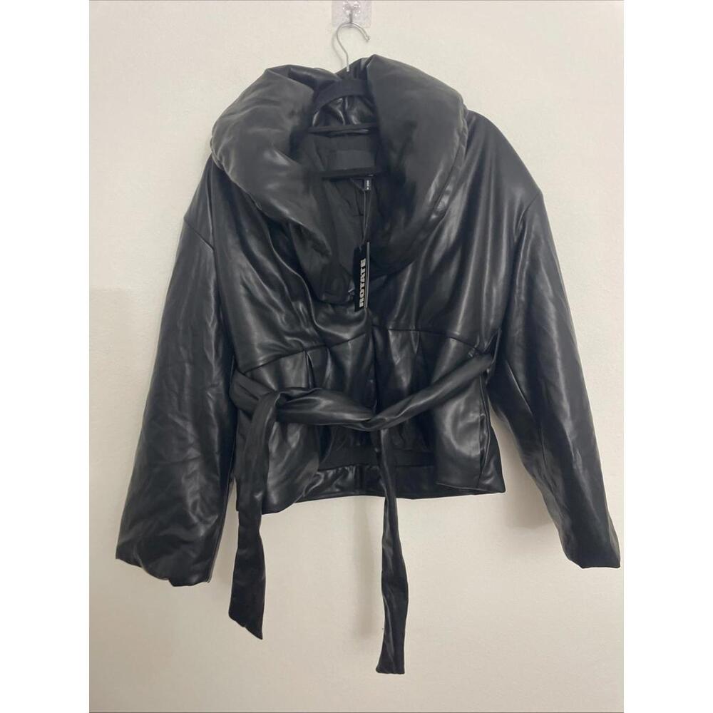Revolve Rotate Belted Puffer Jacket black size 32 NWT $520msrp - Picture 8 of 12